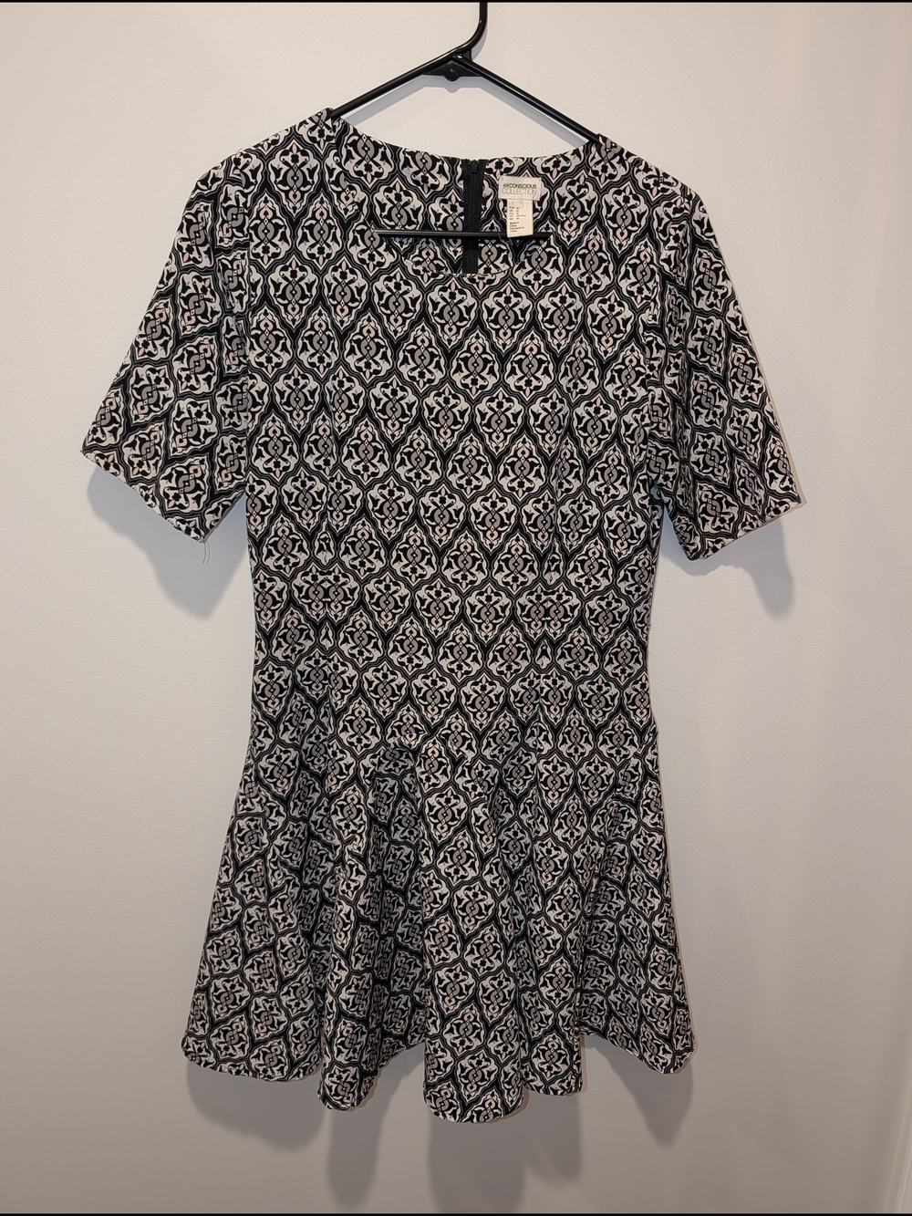 H&M Conscious Collection Womens Skater Dress Size 10 Black White Pink